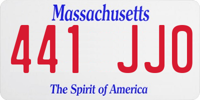 MA license plate 441JJ0