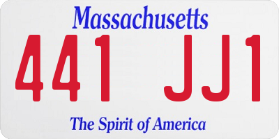 MA license plate 441JJ1