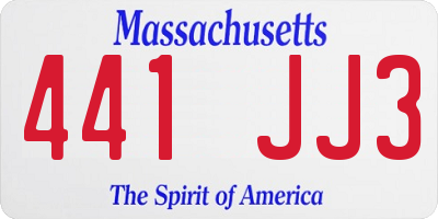 MA license plate 441JJ3