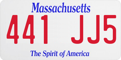 MA license plate 441JJ5