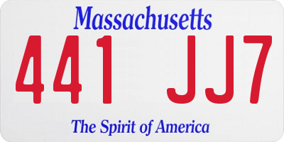 MA license plate 441JJ7
