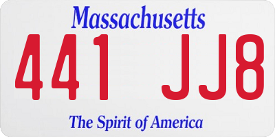 MA license plate 441JJ8