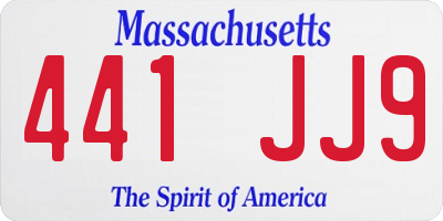 MA license plate 441JJ9