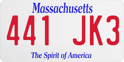 MA license plate 441JK3