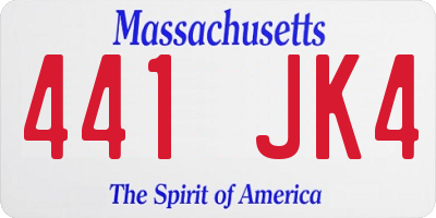 MA license plate 441JK4
