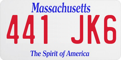 MA license plate 441JK6
