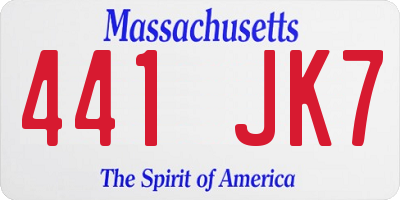 MA license plate 441JK7