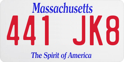 MA license plate 441JK8
