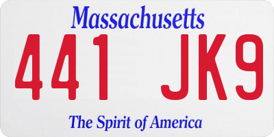 MA license plate 441JK9