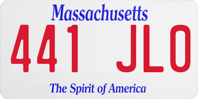 MA license plate 441JL0