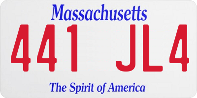MA license plate 441JL4