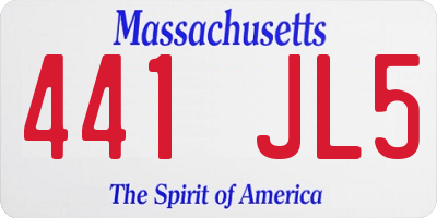 MA license plate 441JL5