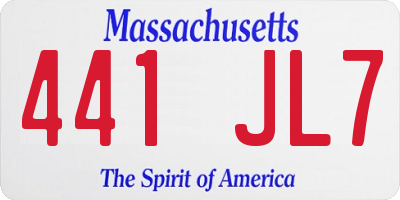 MA license plate 441JL7