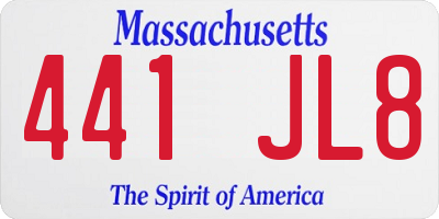 MA license plate 441JL8