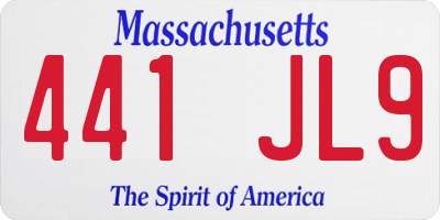 MA license plate 441JL9