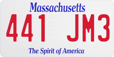 MA license plate 441JM3