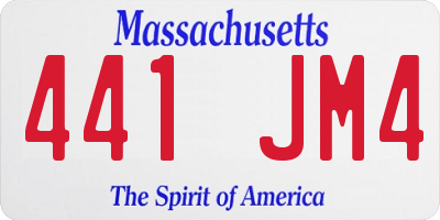 MA license plate 441JM4