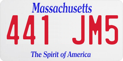 MA license plate 441JM5