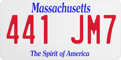 MA license plate 441JM7