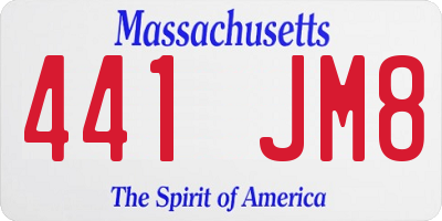MA license plate 441JM8