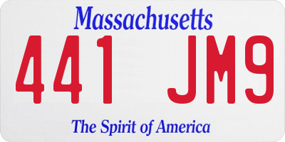 MA license plate 441JM9
