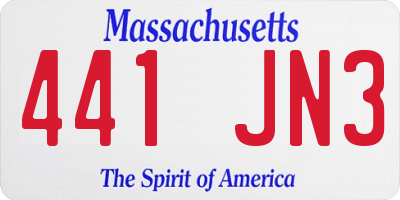 MA license plate 441JN3