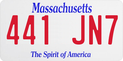 MA license plate 441JN7