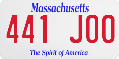 MA license plate 441JO0