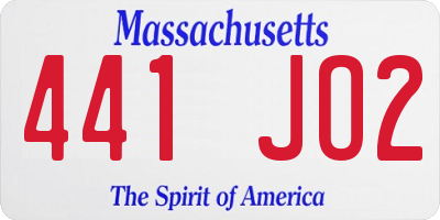 MA license plate 441JO2