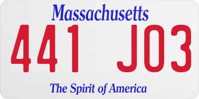 MA license plate 441JO3