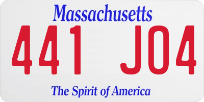 MA license plate 441JO4