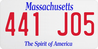 MA license plate 441JO5