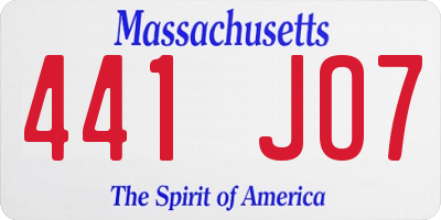 MA license plate 441JO7