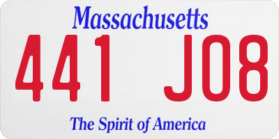 MA license plate 441JO8