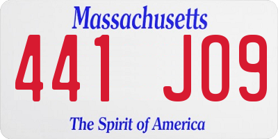 MA license plate 441JO9