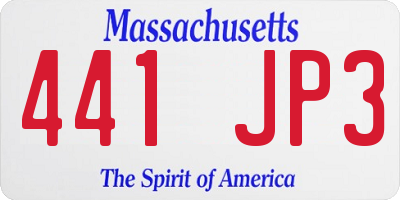MA license plate 441JP3