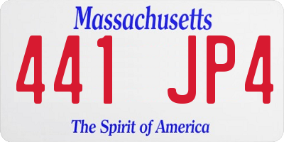 MA license plate 441JP4
