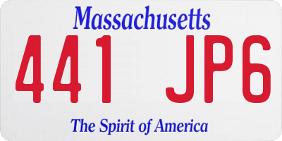 MA license plate 441JP6