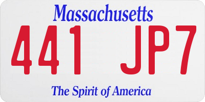 MA license plate 441JP7