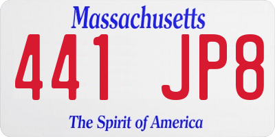 MA license plate 441JP8