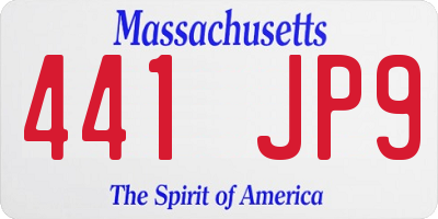 MA license plate 441JP9