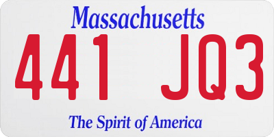 MA license plate 441JQ3