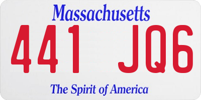 MA license plate 441JQ6
