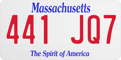 MA license plate 441JQ7
