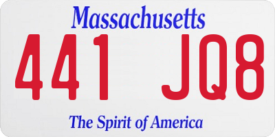 MA license plate 441JQ8