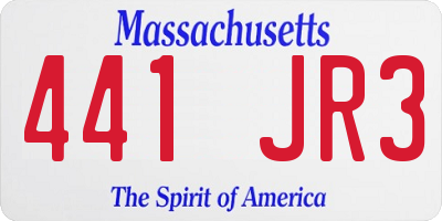 MA license plate 441JR3