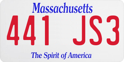 MA license plate 441JS3