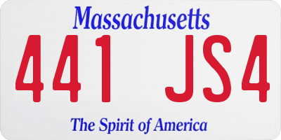 MA license plate 441JS4