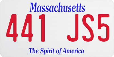 MA license plate 441JS5