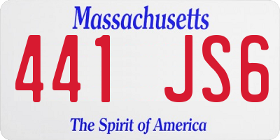 MA license plate 441JS6